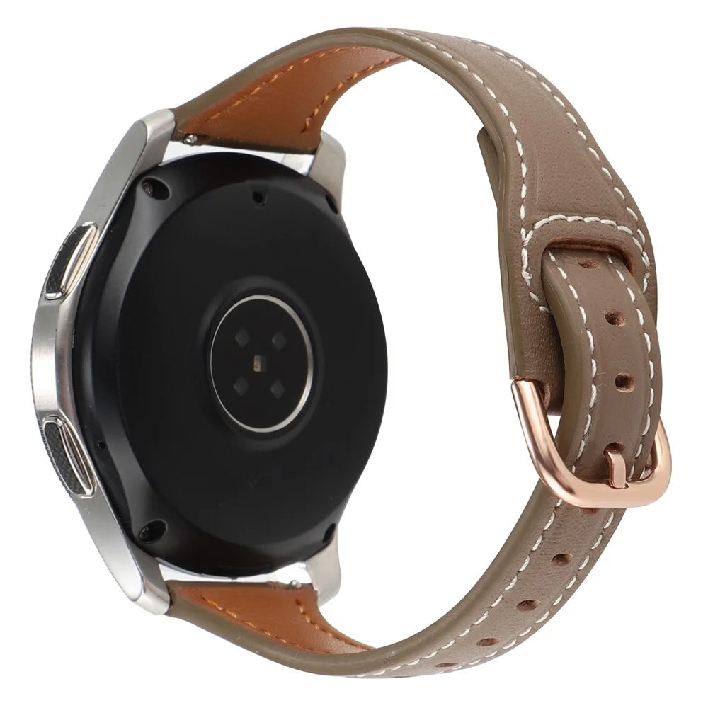 For Samsung Galaxy Watch 5 Pro / Watch4 Classic T-shaped Genuine Leather Watch Strap Replacement - Taupe - 1