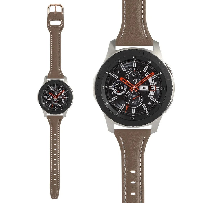 For Samsung Galaxy Watch 5 Pro / Watch4 Classic T-shaped Genuine Leather Watch Strap Replacement - Taupe - 4