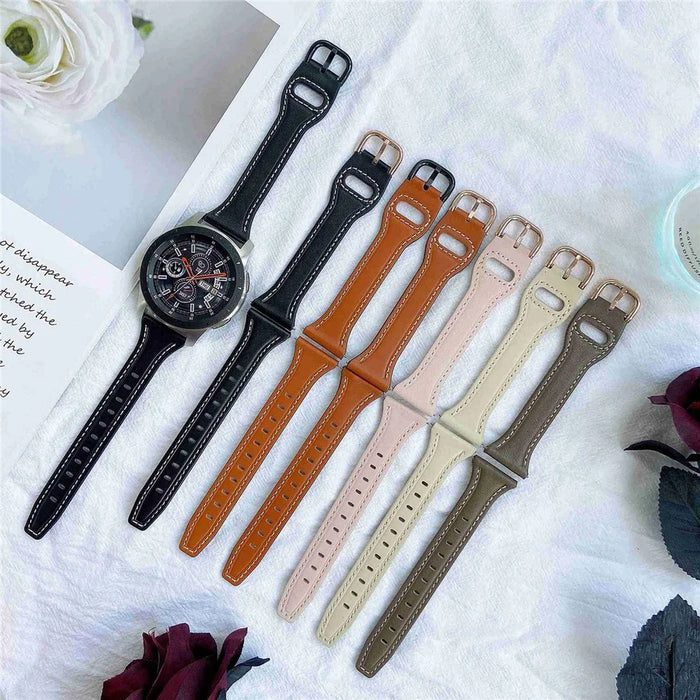 For Samsung Galaxy Watch 5 Pro / Watch4 Classic T-shaped Genuine Leather Watch Strap Replacement - Taupe - 7