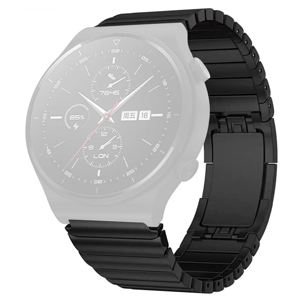 For Huawei Watch GT 2 46mm / Watch GT 3 Pro 46mm Titanium Steel 22mm Smart Watch Band Universal Quick Release Replacement Strap - Black - 1