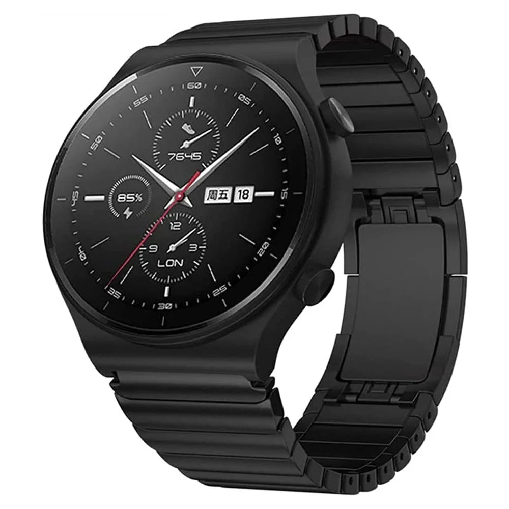 For Huawei Watch GT 2 46mm / Watch GT 3 Pro 46mm Titanium Steel 22mm Smart Watch Band Universal Quick Release Replacement Strap - Black - 2