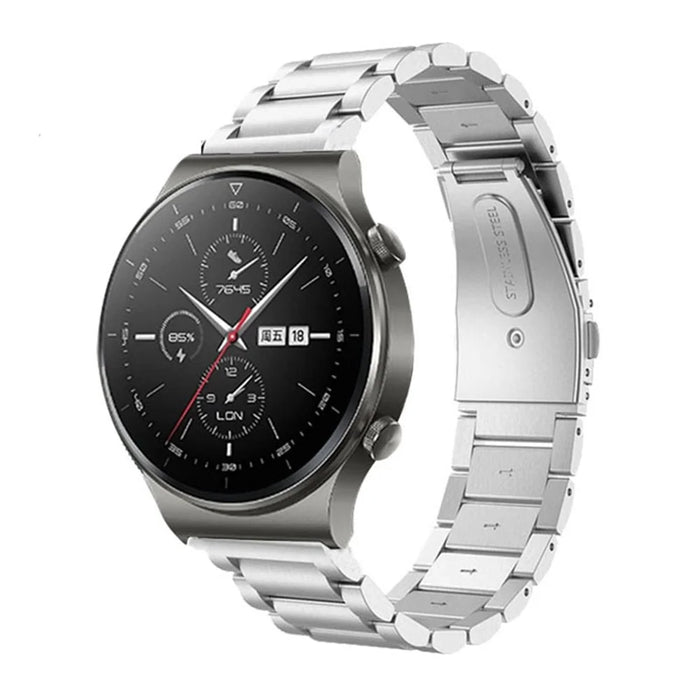 For Garmin Forerunner 255S / Venu 2S Titanium Steel 3 Beads Smart Watch Band 18mm Universal Replacement Strap - Silver - 3