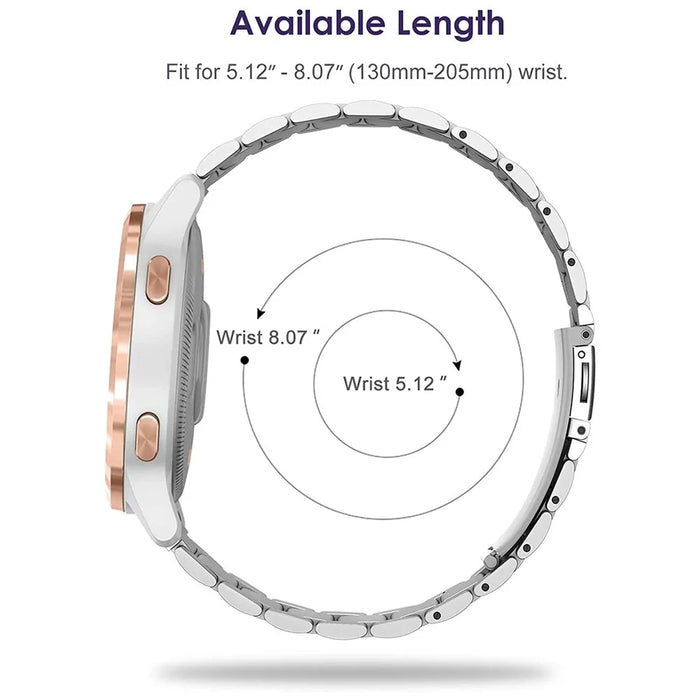 For Garmin Forerunner 255S / Venu 2S Titanium Steel 3 Beads Smart Watch Band 18mm Universal Replacement Strap - Silver - 5