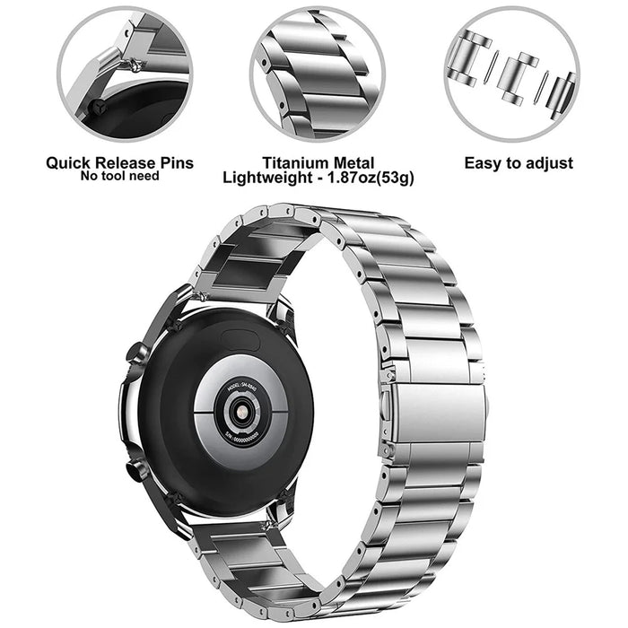 For Garmin Forerunner 255S / Venu 2S Titanium Steel 3 Beads Smart Watch Band 18mm Universal Replacement Strap - Silver - 6