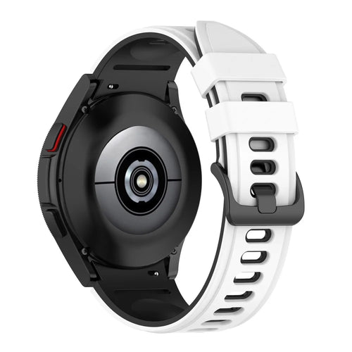 For Samsung Galaxy Watch6 40mm 44mm / Watch6 Classic 43mm 47mm / Watch 5 40mm 44mm / 5 Pro 45mm / Watch4 40mm 44mm Silicone Watch Band Dual Color Replacement Strap - White  /  Black - 1