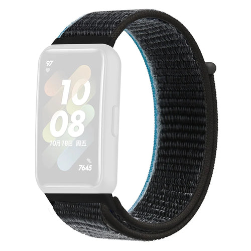 For Huawei Band 7 Nylon Watch Strap Adjustable Loop Fastener Replacement Sport Wrist Band - Charcoal - 1
