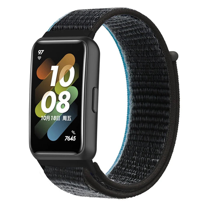 For Huawei Band 7 Nylon Watch Strap Adjustable Loop Fastener Replacement Sport Wrist Band - Charcoal - 2