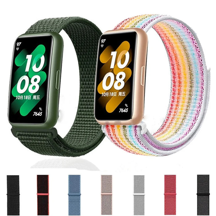 For Huawei Band 7 Nylon Watch Strap Adjustable Loop Fastener Replacement Sport Wrist Band - Charcoal - 5