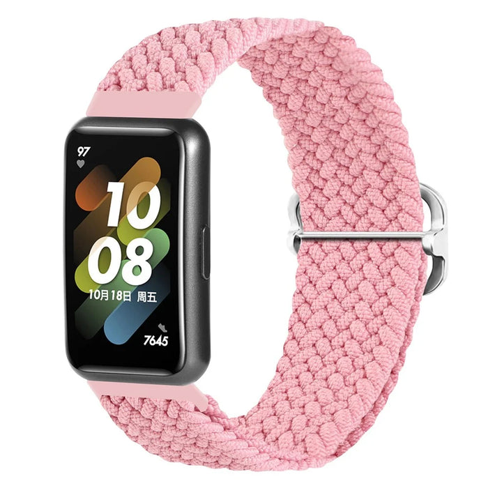 For Huawei Band 7 Braided Watch Band Replacement Wrist Strap with Adjustable Buckle - Pink - 2