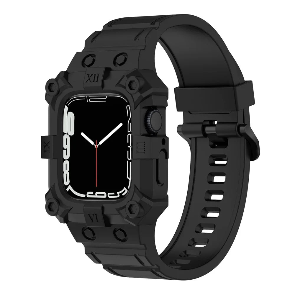 For Apple Watch Series 7 45mm / Series 6 / 5 / 4 / SE 44mm / SE (2022) 44mm / Series 1 / 2 / 3 42mm Silicone Watch Band Anti-Drop Watch Strap Replacement Parts - Black - 2