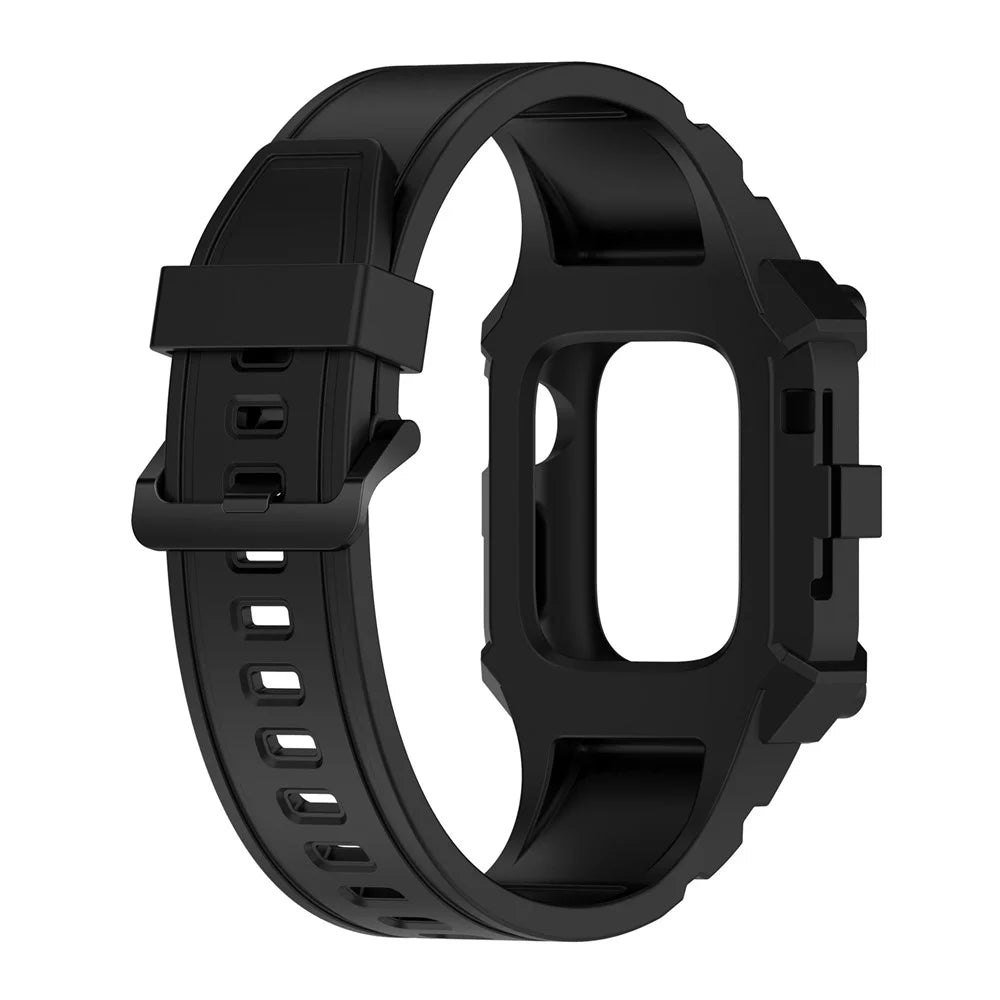 For Apple Watch Series 7 45mm / Series 6 / 5 / 4 / SE 44mm / SE (2022) 44mm / Series 1 / 2 / 3 42mm Silicone Watch Band Anti-Drop Watch Strap Replacement Parts - Black - 3