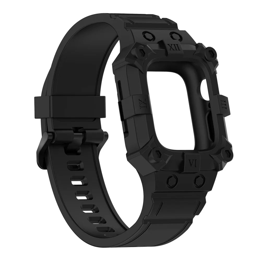 For Apple Watch Series 7 45mm / Series 6 / 5 / 4 / SE 44mm / SE (2022) 44mm / Series 1 / 2 / 3 42mm Silicone Watch Band Anti-Drop Watch Strap Replacement Parts - Black - 4