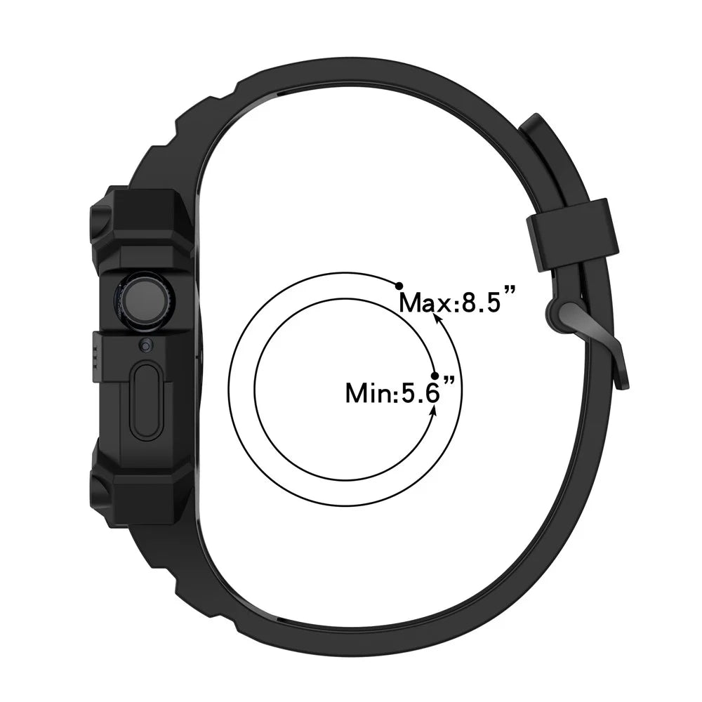 For Apple Watch Series 7 45mm / Series 6 / 5 / 4 / SE 44mm / SE (2022) 44mm / Series 1 / 2 / 3 42mm Silicone Watch Band Anti-Drop Watch Strap Replacement Parts - Black - 7