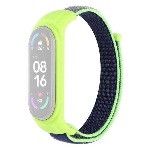 For Xiaomi Mi Band 3 / Band 4 / Band 5 / Band 6 / Band 7 Nylon Sport Band Adjustable Anti-lost Bracelet with Silicone Watch Case - Midnight Blue - 1