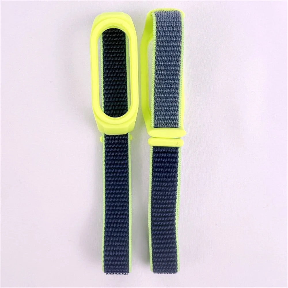 For Xiaomi Mi Band 3 / Band 4 / Band 5 / Band 6 / Band 7 Nylon Sport Band Adjustable Anti-lost Bracelet with Silicone Watch Case - Midnight Blue - 3