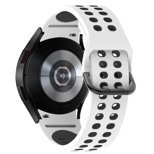 For Samsung Galaxy Watch 5 40mm / 44mm  /  5 Pro 45mm Dual-Color Watch Band Replacement Watch Strap 20mm Silicone Watchband with Dual-Hole Buckle - White  /  Black - 1