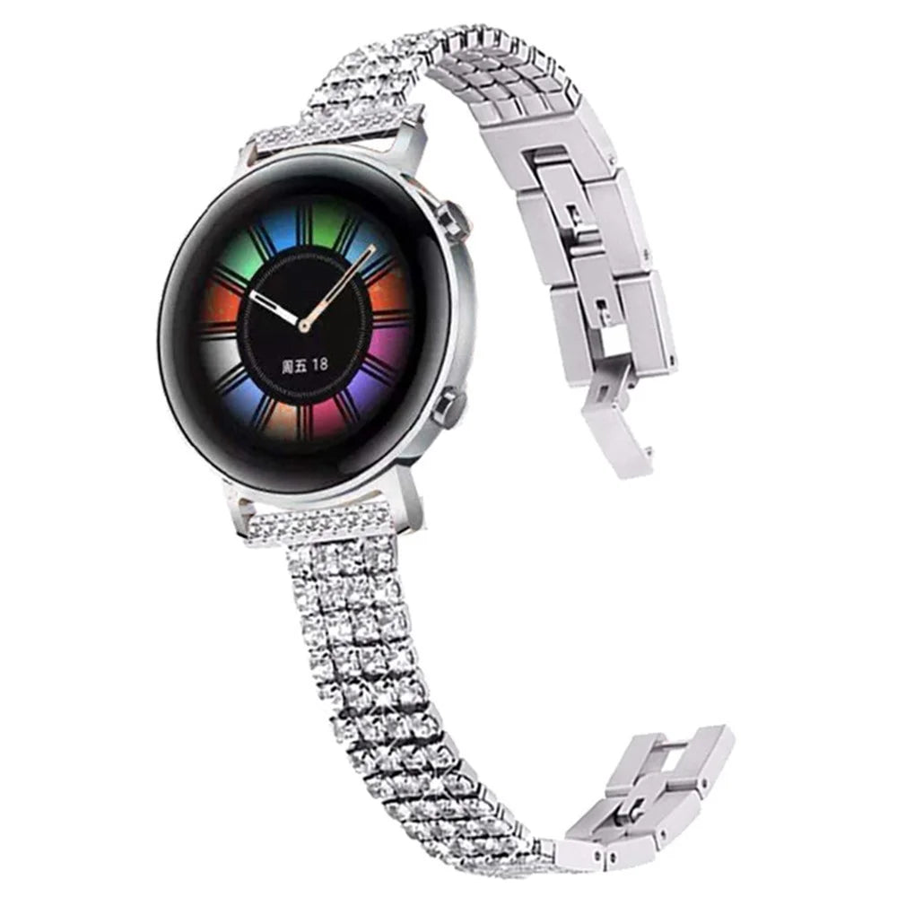 For Samsung Galaxy Watch 5 40mm / 44mm / Watch 5 Pro 45mm Four Rows Wrist Strap Metal Rhinestone Decor Wrist Strap Watch Band - Silver - 2