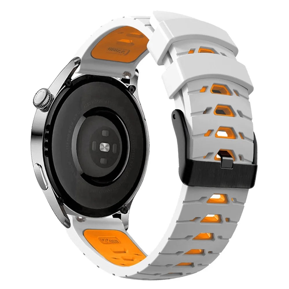 For Samsung Galaxy Watch 5 40mm  /  44mm  /  5 Pro 45mm Silicone Watch Band Replacement Watch Strap with Trapezoid Holes - White Orange - 1