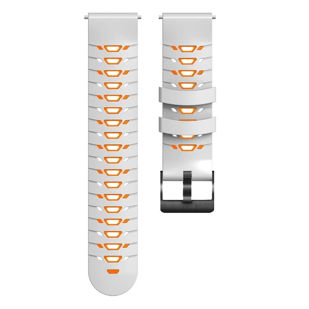 For Samsung Galaxy Watch 5 40mm  /  44mm  /  5 Pro 45mm Silicone Watch Band Replacement Watch Strap with Trapezoid Holes - White Orange - 2