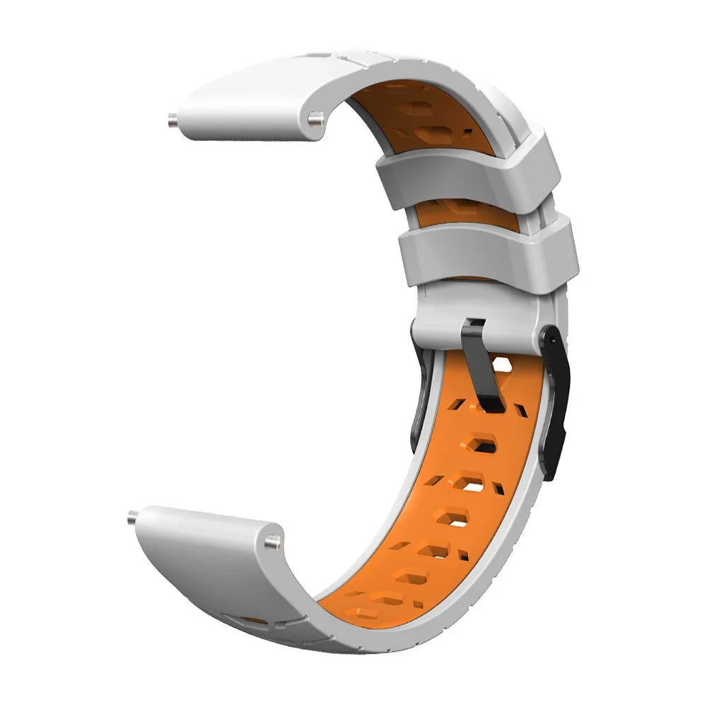 For Samsung Galaxy Watch 5 40mm  /  44mm  /  5 Pro 45mm Silicone Watch Band Replacement Watch Strap with Trapezoid Holes - White Orange - 4
