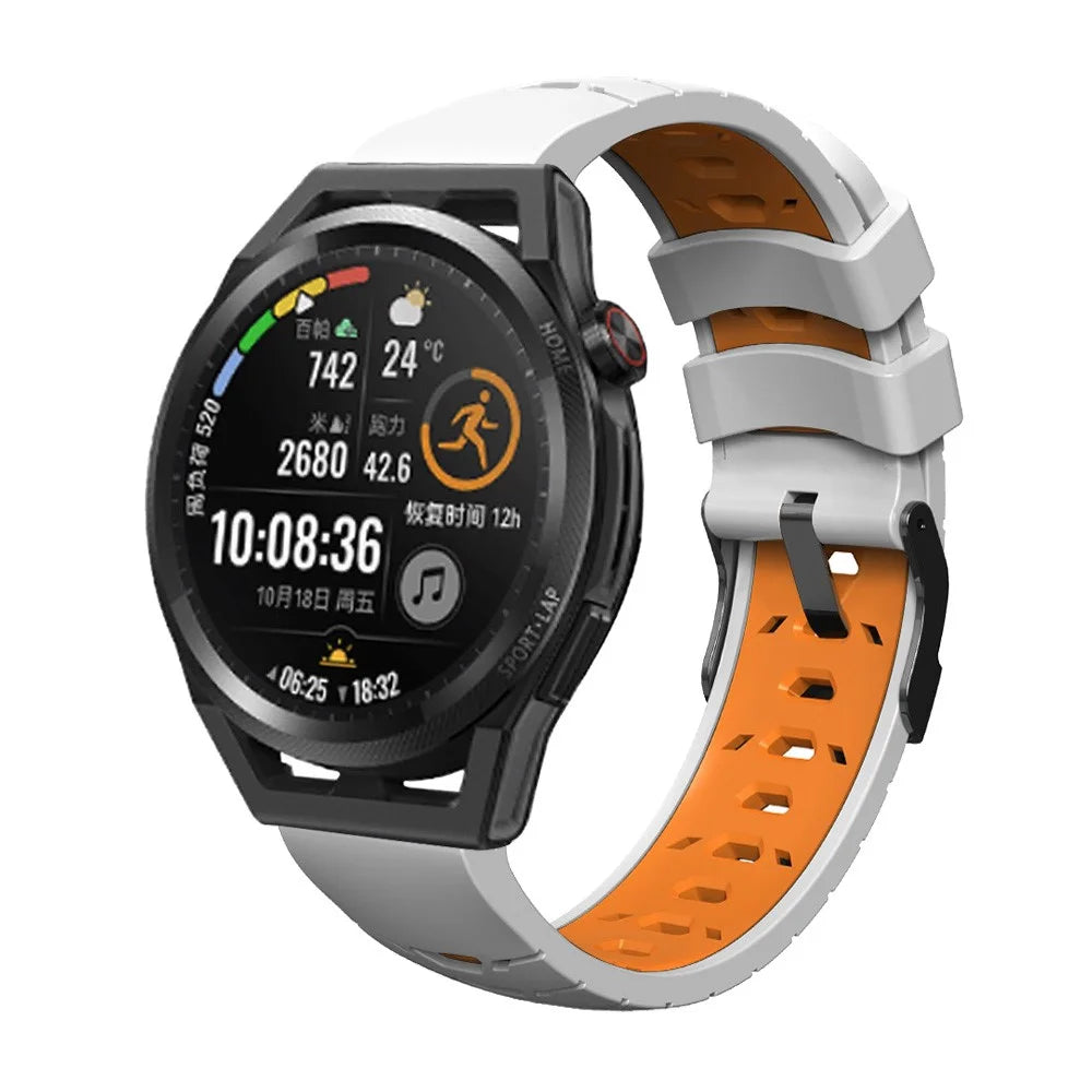 For Samsung Galaxy Watch 5 40mm  /  44mm  /  5 Pro 45mm Silicone Watch Band Replacement Watch Strap with Trapezoid Holes - White Orange - 5
