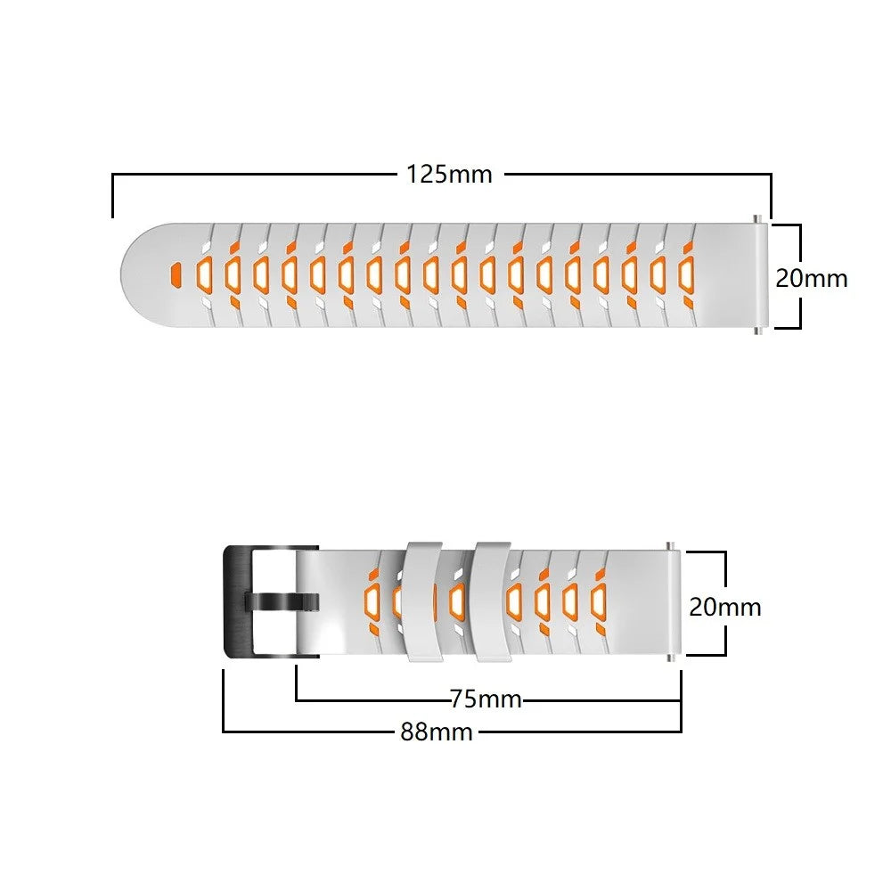 For Samsung Galaxy Watch 5 40mm  /  44mm  /  5 Pro 45mm Silicone Watch Band Replacement Watch Strap with Trapezoid Holes - White Orange - 6