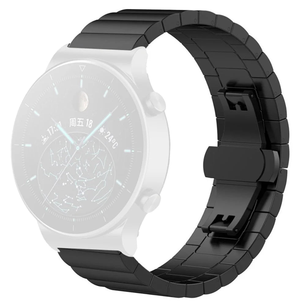 For Samsung Galaxy Watch6 40mm 44mm / Watch6 Classic 43mm 47mm / Watch 5 40mm 44mm / 5 Pro 45mm / Watch4 40mm 44mm Stainless Steel Anti-wear Smart Watch Strap Wrist Band with Buckle Design - Black - 1