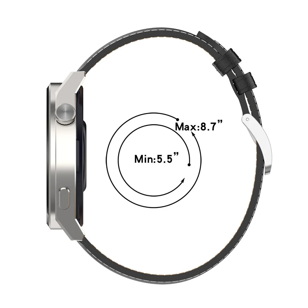 For Samsung Galaxy Watch6 40mm 44mm / Watch6 Classic 43mm 47mm / Watch 5 40mm 44mm / 5 Pro 45mm / Watch4 40mm 44mm Genuine Leather Smart Watch Band Wrist Strap - Black - 7