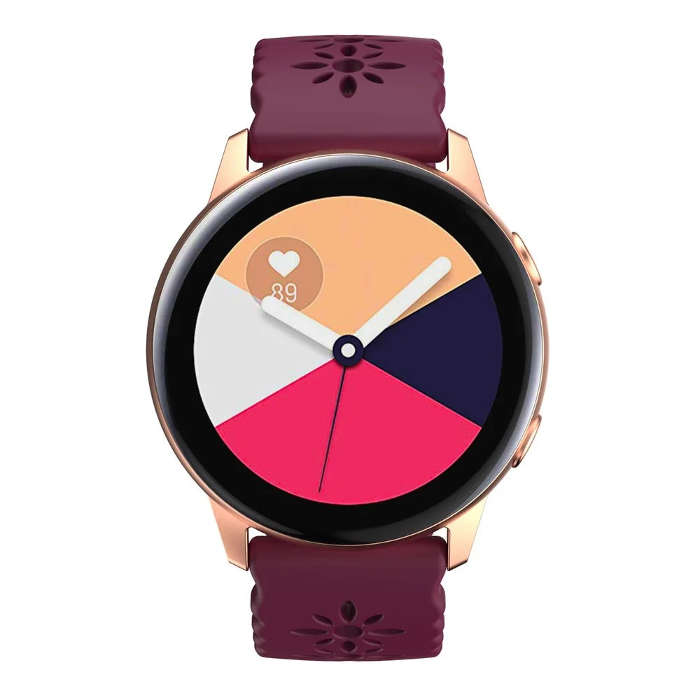For Samsung Galaxy Watch 5 40mm / 44mm / Watch 5 Pro 45mm Silicone Watch Band Hollowed-out Plum Blossom Wrist Strap Replacement - Wine Red - 3