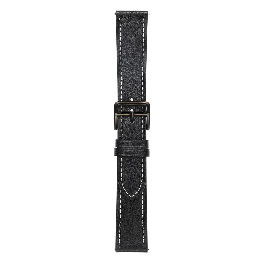 For Samsung Galaxy Watch 5 40mm / 44mm / Watch 5 Pro 45mm Textured Genuine Leather Smart Watch Band Adjustable Buckle Strap - Black - 3