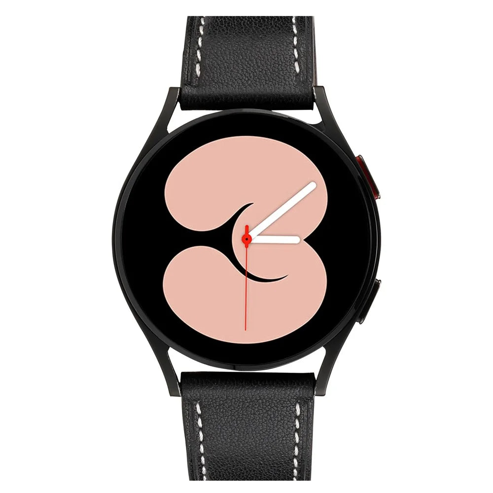 For Samsung Galaxy Watch 5 40mm / 44mm / Watch 5 Pro 45mm Textured Genuine Leather Smart Watch Band Adjustable Buckle Strap - Black - 4