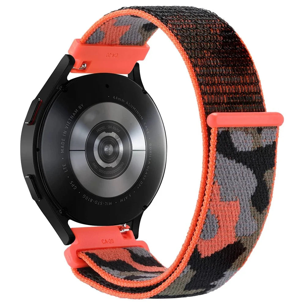 For Samsung Galaxy Watch3 45mm / Huawei Watch GT 3 Pro 46mm Watch Band 22mm Camouflage Nylon Adjustable Loop Wrist Strap - Orange - 1