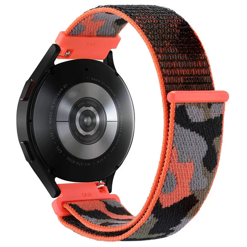 For Samsung Galaxy Watch3 45mm / Huawei Watch GT 3 Pro 46mm Watch Band 22mm Camouflage Nylon Adjustable Loop Wrist Strap - Orange - 1
