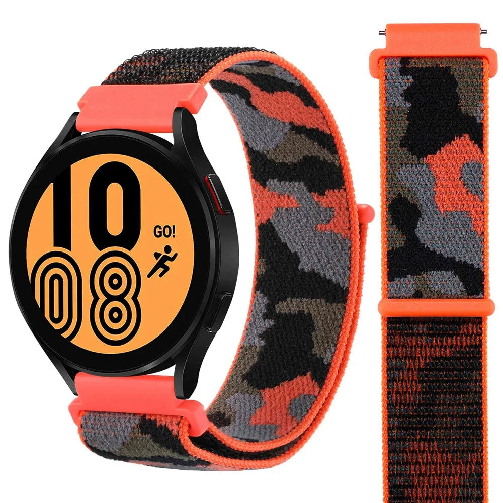 For Samsung Galaxy Watch3 45mm / Huawei Watch GT 3 Pro 46mm Watch Band 22mm Camouflage Nylon Adjustable Loop Wrist Strap - Orange - 2