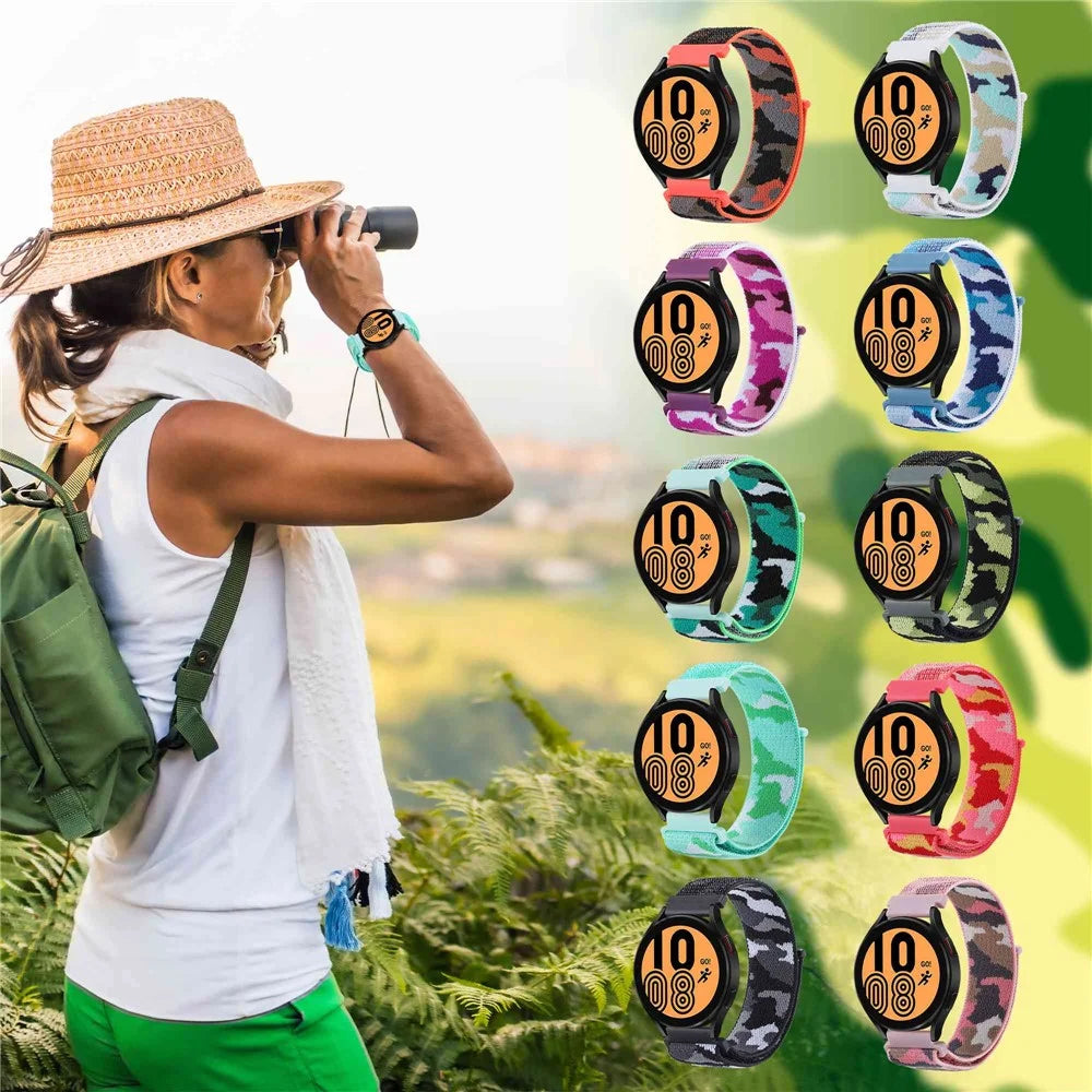 For Samsung Galaxy Watch3 45mm / Huawei Watch GT 3 Pro 46mm Watch Band 22mm Camouflage Nylon Adjustable Loop Wrist Strap - Orange - 5