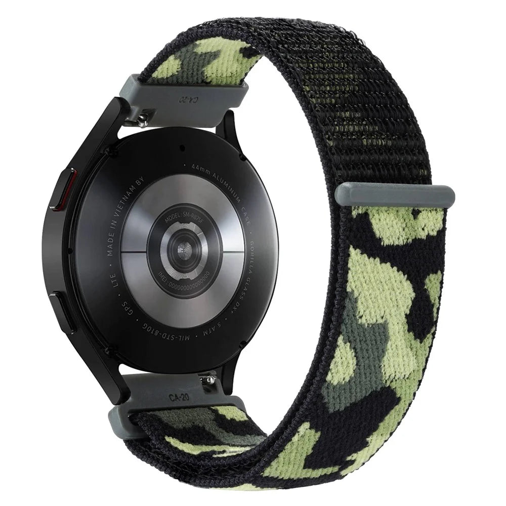 For Samsung Galaxy Watch 5 40mm / 44mm / Watch 5 Pro 45mm Camouflage Nylon Watch Band Replacement Adjustable Wrist Strap - Army Green - 1