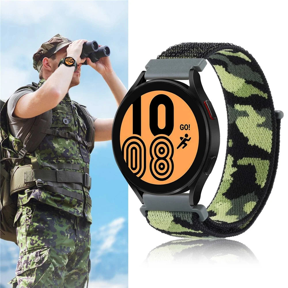 For Samsung Galaxy Watch 5 40mm / 44mm / Watch 5 Pro 45mm Camouflage Nylon Watch Band Replacement Adjustable Wrist Strap - Army Green - 4