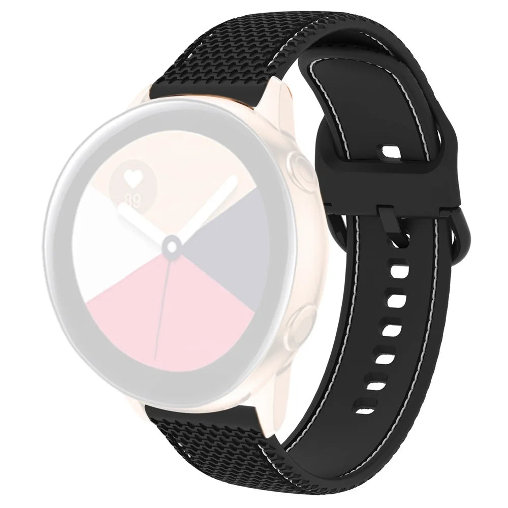 For Samsung Galaxy Watch 5 40mm / Watch 5 44mm / Watch 5 Pro 45mm Stitching Line Dual Color Silicone Watch Band Replacement Wrist Strap - Black / White Line - 1