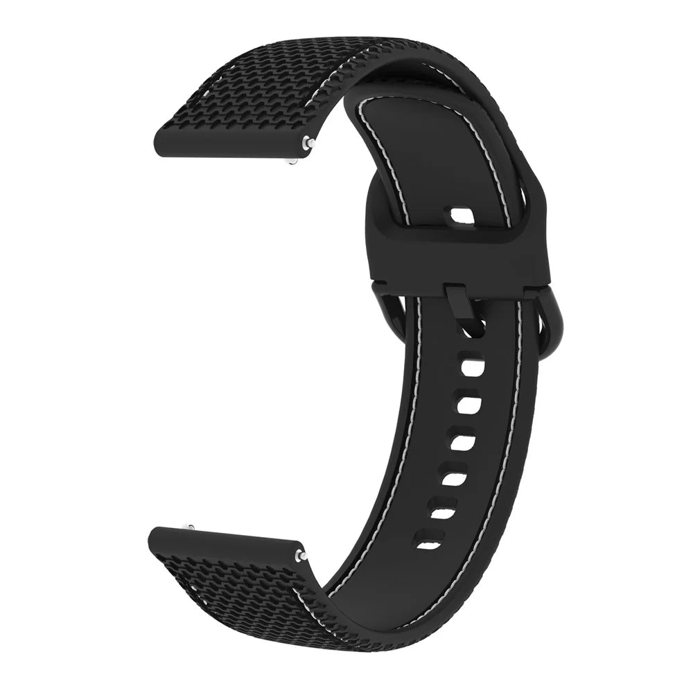 For Samsung Galaxy Watch 5 40mm / Watch 5 44mm / Watch 5 Pro 45mm Stitching Line Dual Color Silicone Watch Band Replacement Wrist Strap - Black / White Line - 3