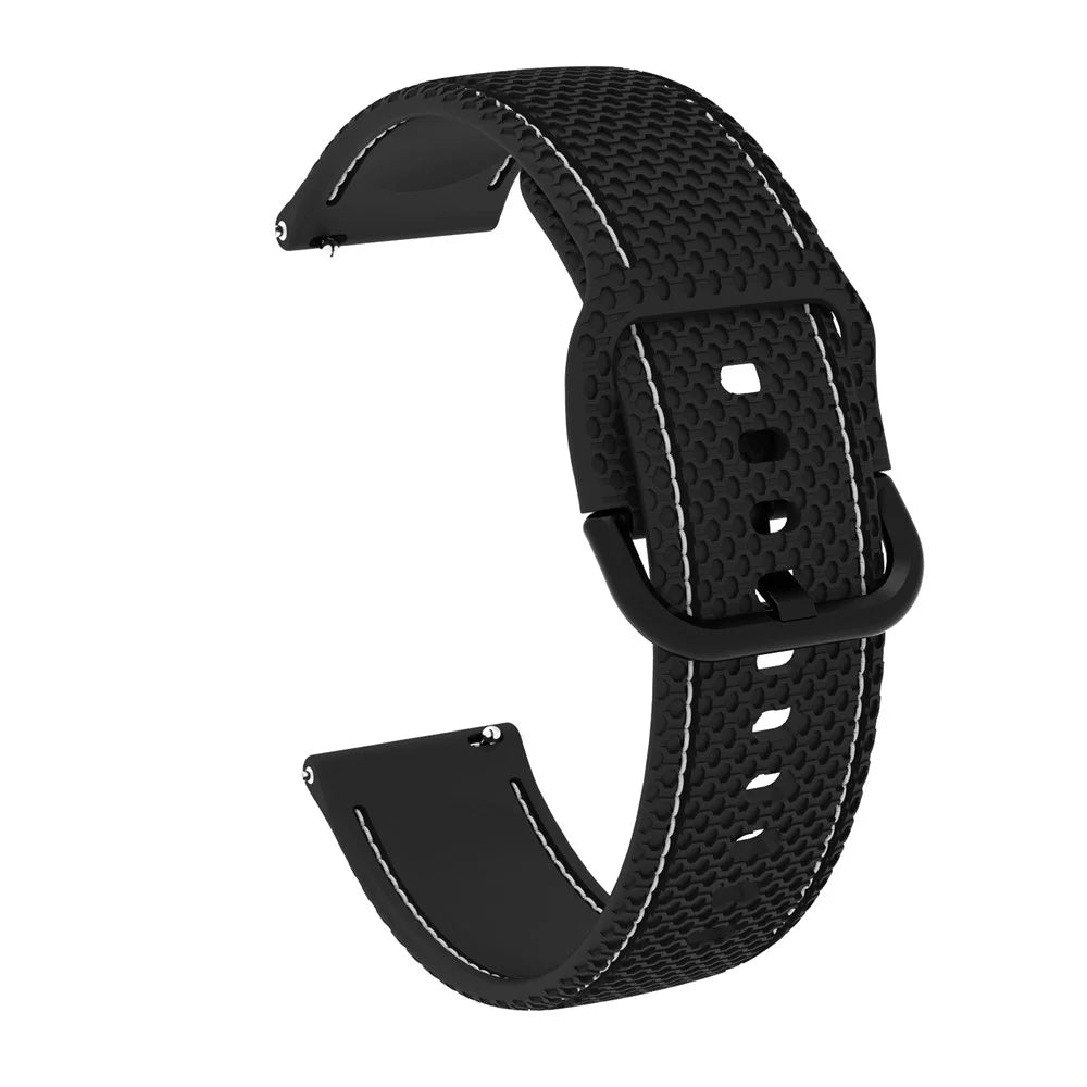 For Samsung Galaxy Watch 5 40mm / Watch 5 44mm / Watch 5 Pro 45mm Stitching Line Dual Color Silicone Watch Band Replacement Wrist Strap - Black / White Line - 4