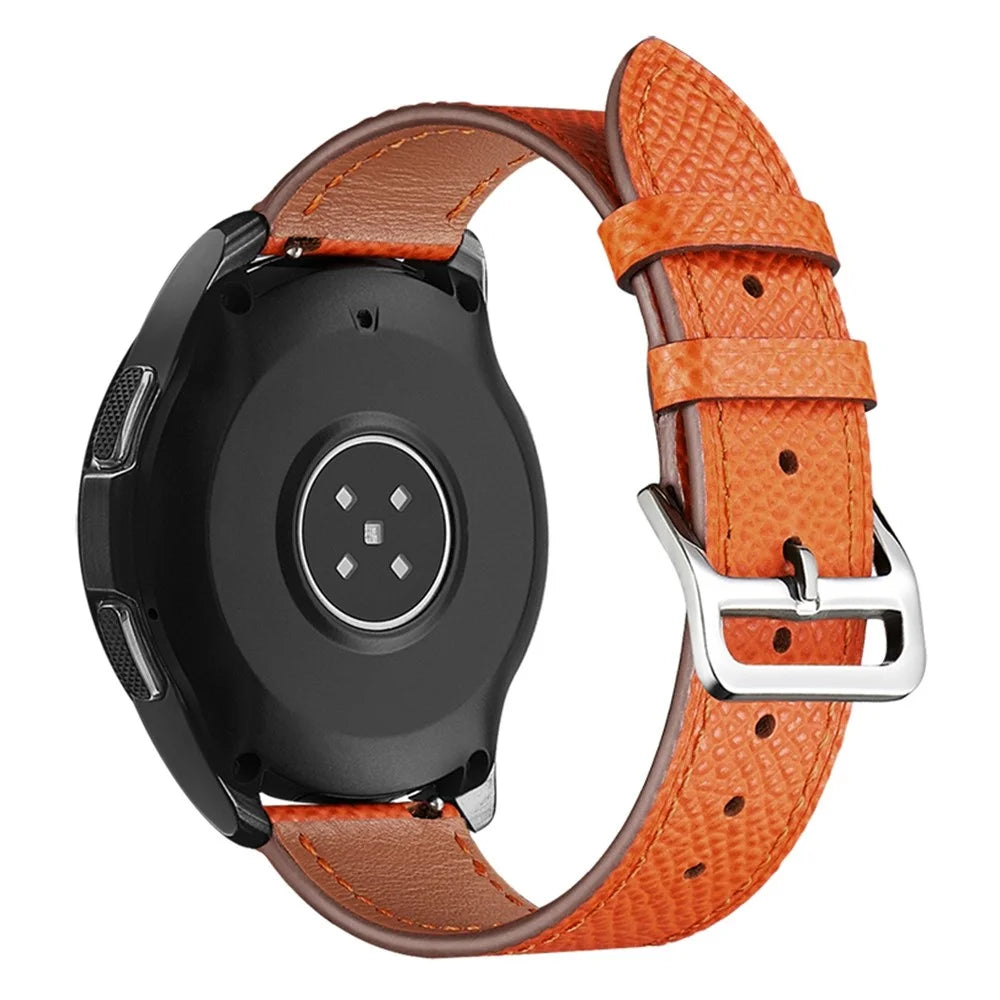 For Samsung Galaxy Watch 5 40mm / 44mm / Watch 5 Pro 45mm Watch Band Textured Genuine Leather Replacement Strap - Orange - 1