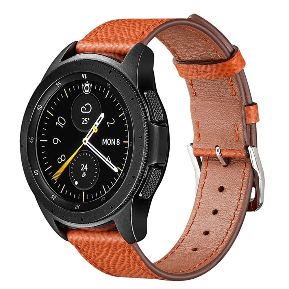 For Samsung Galaxy Watch 5 40mm / 44mm / Watch 5 Pro 45mm Watch Band Textured Genuine Leather Replacement Strap - Orange - 2