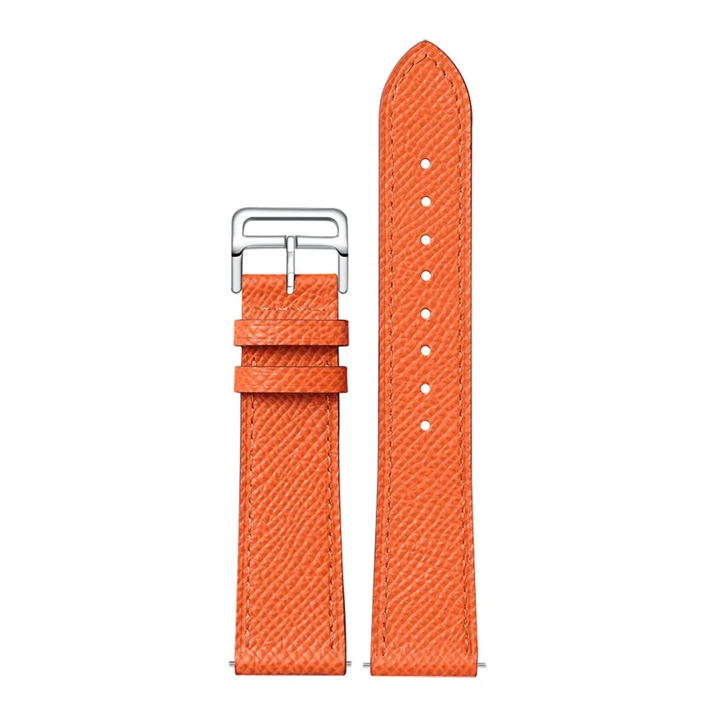 For Samsung Galaxy Watch 5 40mm / 44mm / Watch 5 Pro 45mm Watch Band Textured Genuine Leather Replacement Strap - Orange - 3