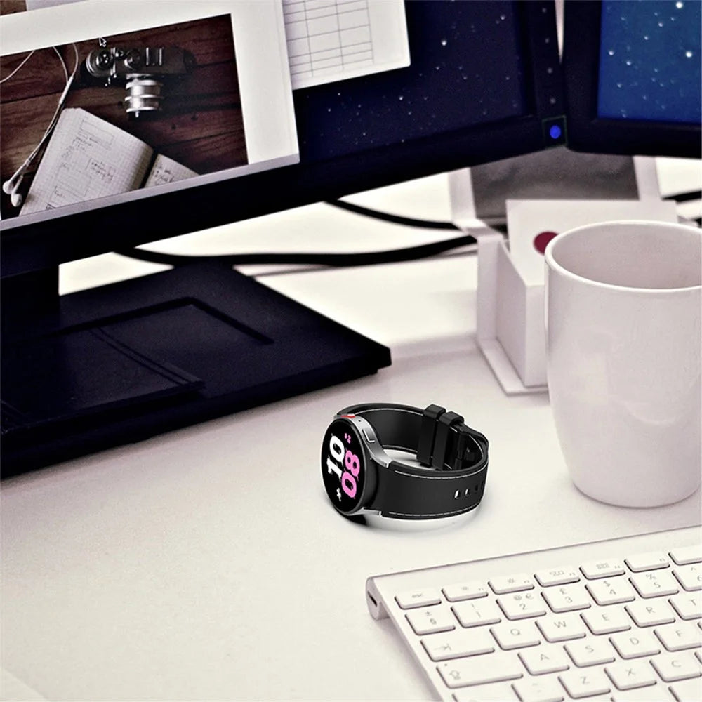 For Samsung Galaxy Watch6 40mm 44mm / Watch6 Classic 43mm 47mm / Watch 5 40mm 44mm / 5 Pro 45mm / Watch4 40mm 44mm Watch Band Silicone Stitching Line Replacement Wrist Strap with Black Buckle, Size L - Wine Red / White - 6
