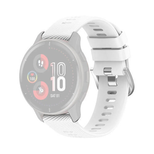 For Garmin Forerunner 255 / Vivoactive 4 Cross Stripe Design 22mm Universal Watch Strap Silicone Replacement Wrist Band - White - 1