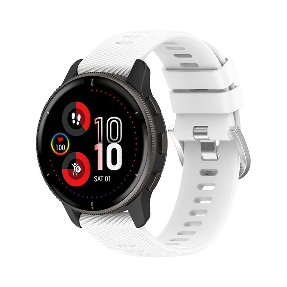 For Garmin Forerunner 255 / Vivoactive 4 Cross Stripe Design 22mm Universal Watch Strap Silicone Replacement Wrist Band - White - 2
