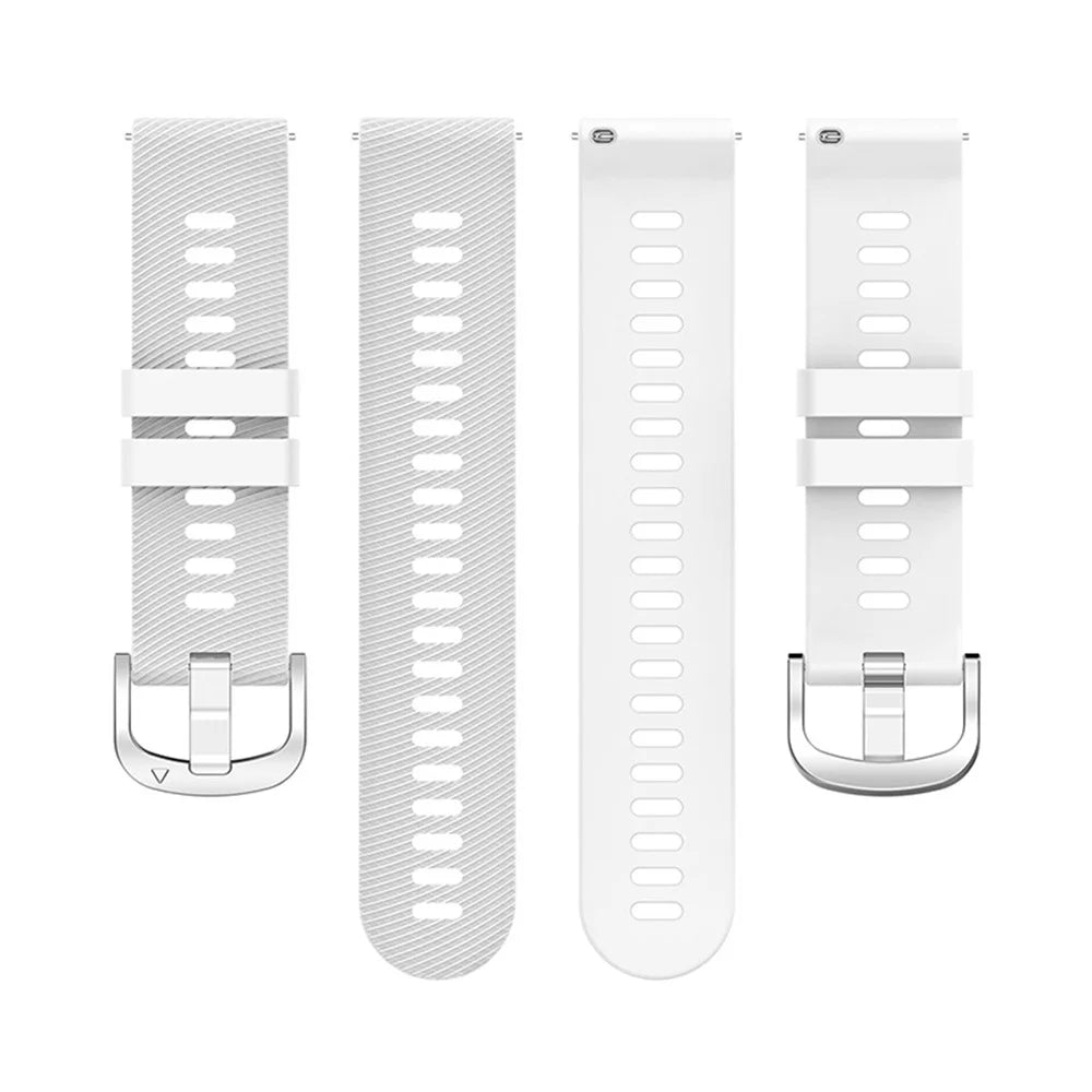 For Garmin Forerunner 255 / Vivoactive 4 Cross Stripe Design 22mm Universal Watch Strap Silicone Replacement Wrist Band - White - 5