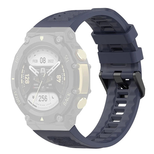 For Huami Amazfit T-Rex 2 Solid Color Soft Silicone Sports Smart Watch Band Replacement Wrist Strap - Dark Blue - 1