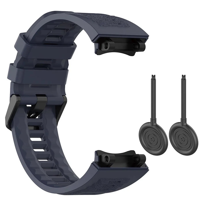 For Huami Amazfit T-Rex 2 Solid Color Soft Silicone Sports Smart Watch Band Replacement Wrist Strap - Dark Blue - 5