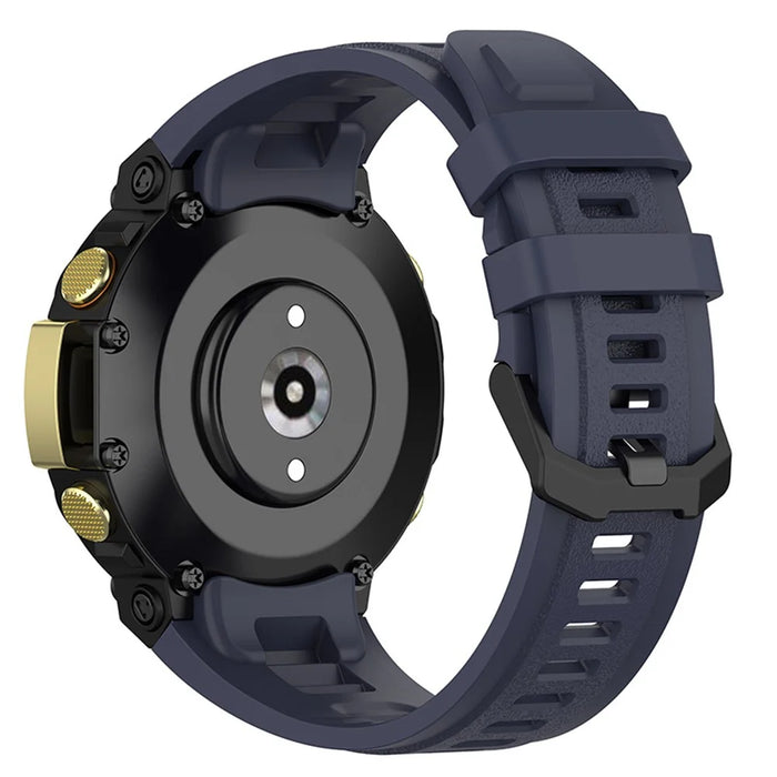 For Huami Amazfit T-Rex 2 Solid Color Soft Silicone Sports Smart Watch Band Replacement Wrist Strap - Dark Blue - 6